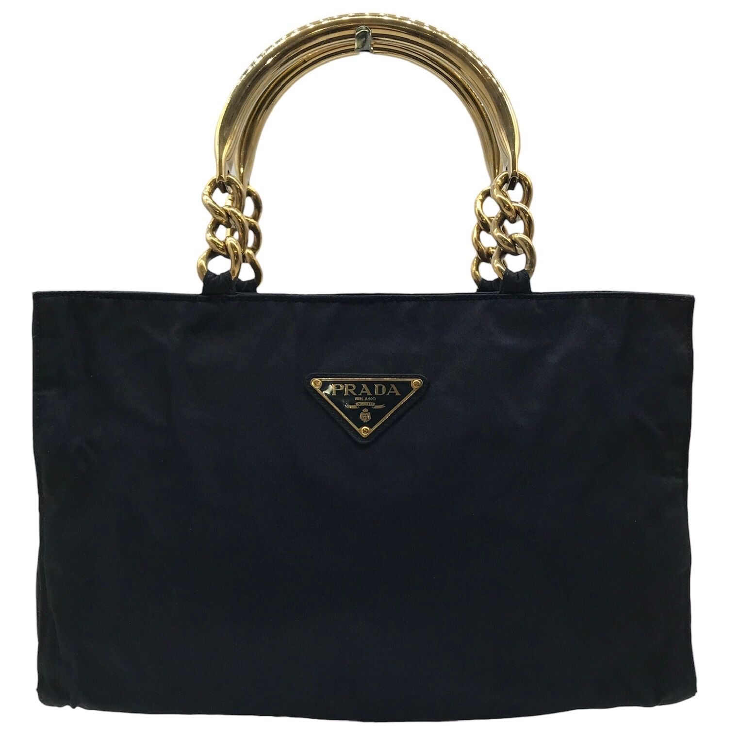 PRADA プラダ トートバッグ ハンドバッグ テスートナイロン 三角ロゴ PRADA 美品 プラダ テスート 三角ロゴプレート ブラック 黒