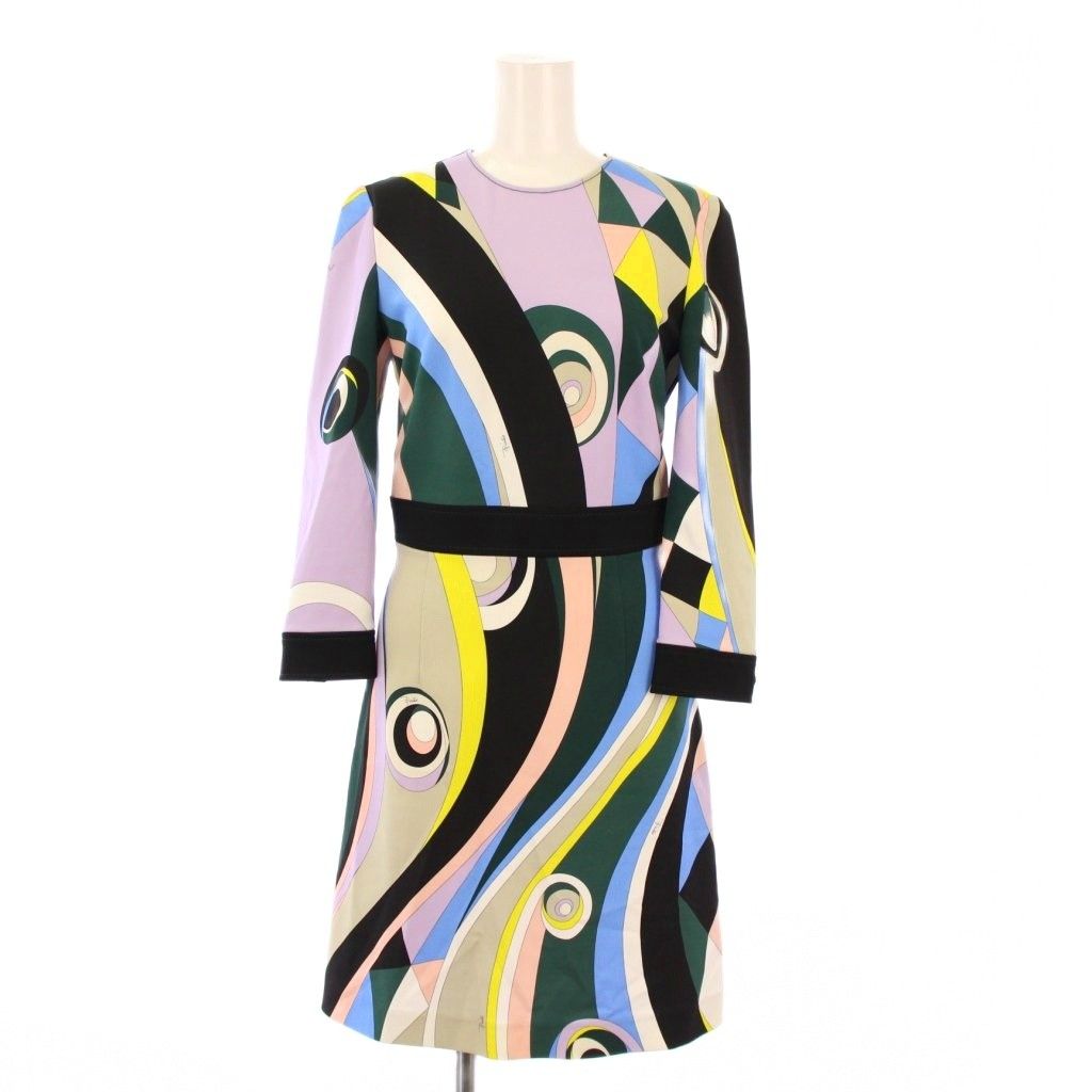 エミリオプッチ EMILIO PUCCI ワンピース ひざ丈 七分袖 クルーネック