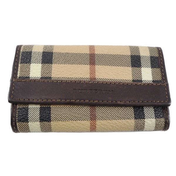 バーバリー BURBERRY キーケース ノバチェック ダークブラウン×ノバチェック ベージュ×ブラック×ホワイト×レッド レディース