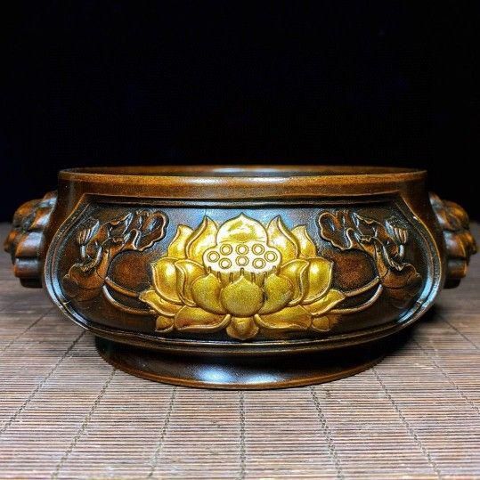 蓮の花炉 銅細工 茶道具 香道具 装飾品 工芸品 美術品 置物