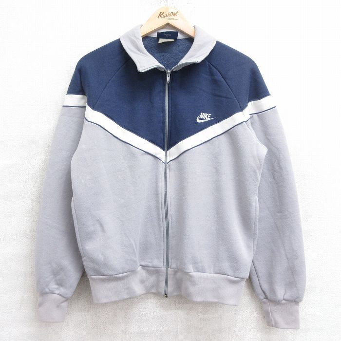 M/古着 ナイキ NIKE 長袖 ジャージ メンズ 80s ワンポイントロゴ ラグラン グレー他 spe 24sep04 中古 アウター トラックジャケット