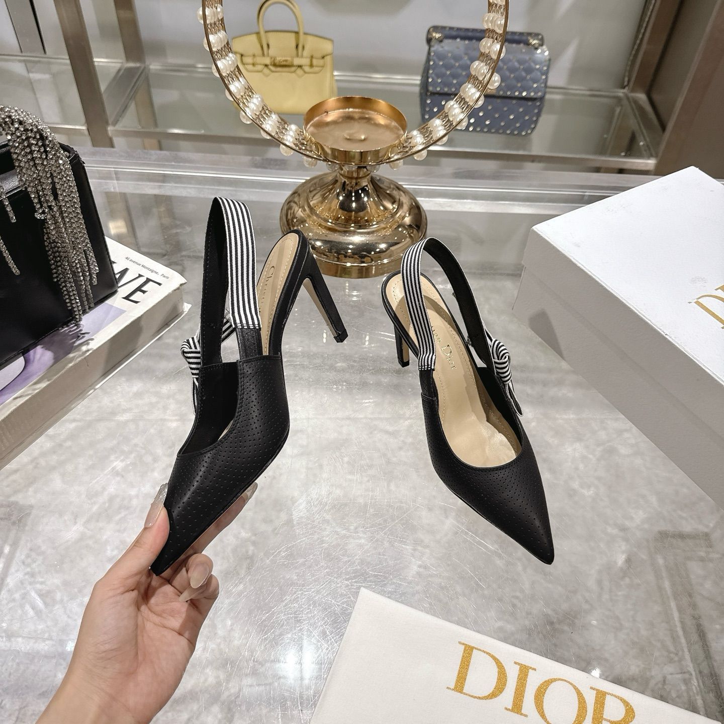 【セット販売】【確実正規品】DIOR サンダル　ミュール　ハイヒール DIOR | フレア ミディドレス ウール & シルク シャンタン