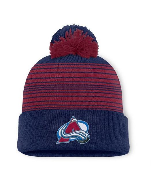 送料無料 ファナティクス メンズ 帽子 アクセサリー Men s Navy Colorado Avalanche Fundamental Spirit Cuffed Pom Knit Hat Navy Burgundy
