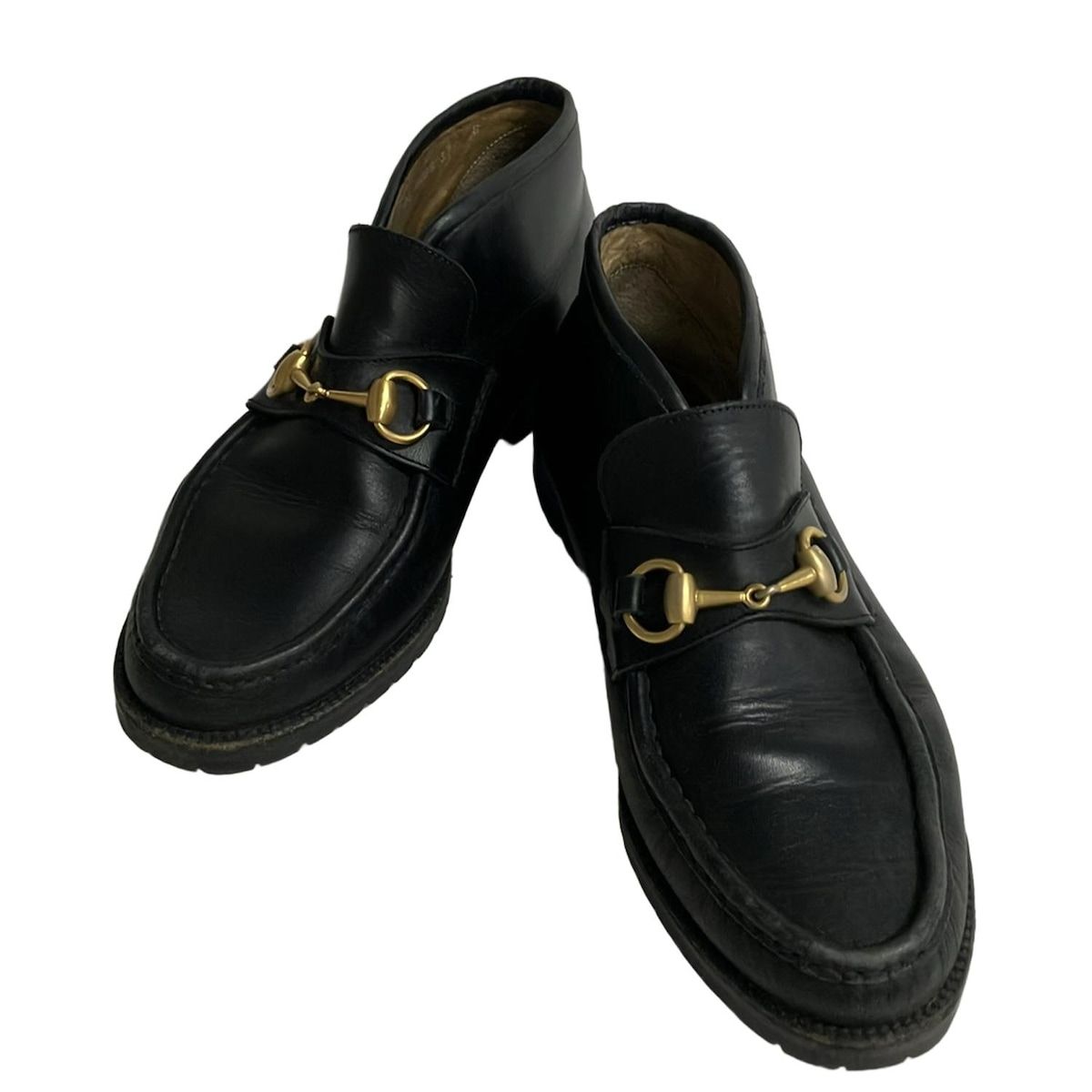 GUCCI グッチ ショートブーツ 37 C レディース ホースビットモカシンブーツ 1040088 黒 size レザー