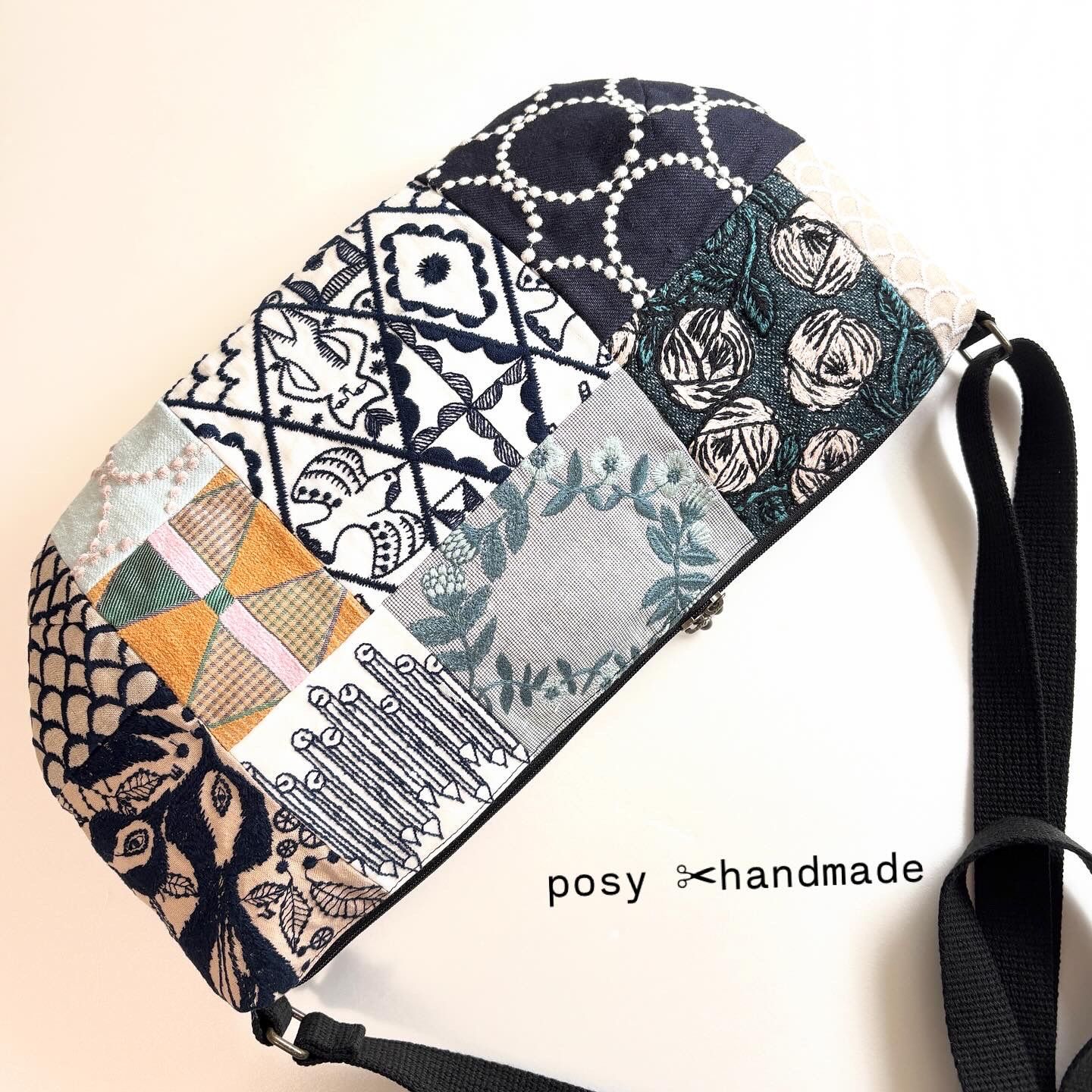 ハンドメイドミナペルホネンバッグパッチワーククロワッサンショルダー