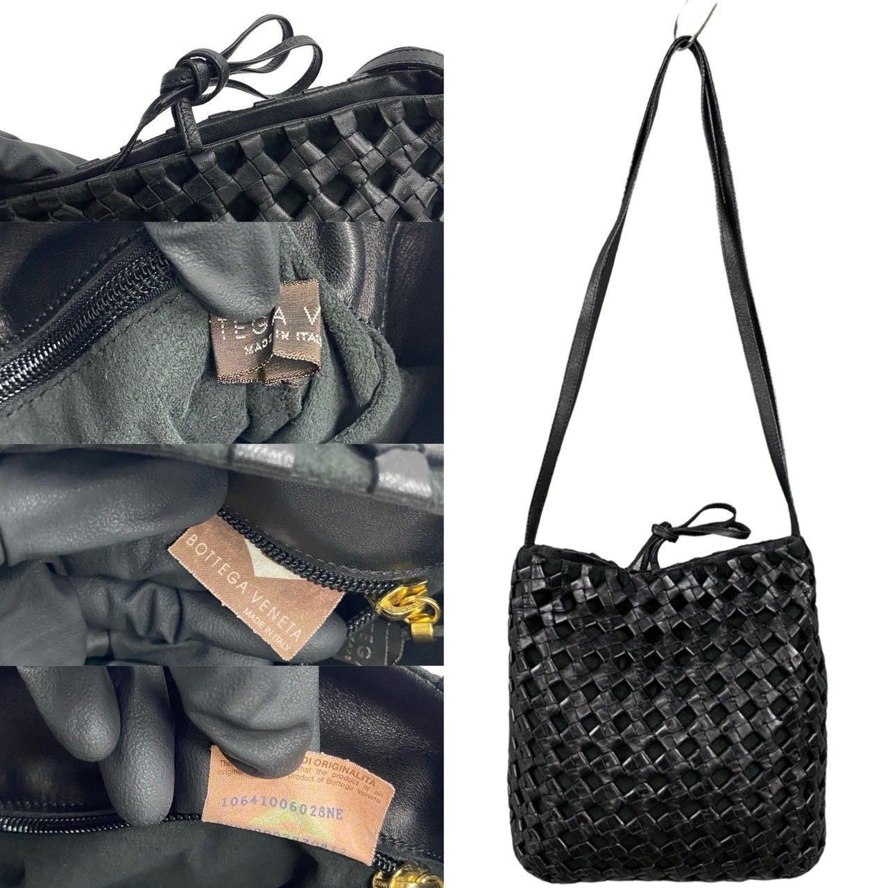 極 美品 BOTTEGA VENETA ボッテガヴェネタ イントレチャート レザー 本革 ショルダーバッグ ポシェット サコッシュ ブラック 黒  62871 - メルカリ