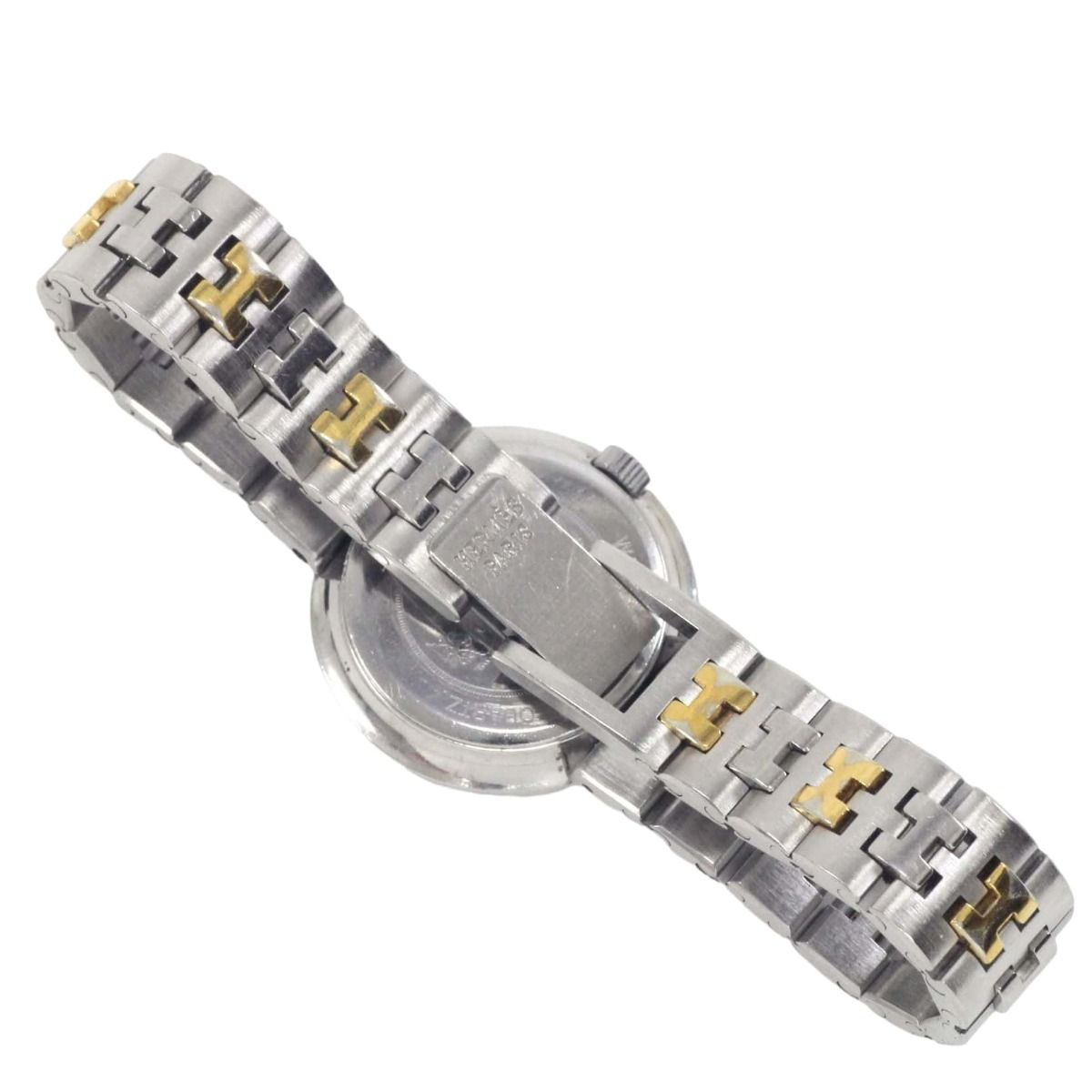 HERMES エルメス クリッパー クォーツ腕時計 シルバー ゴールド 白文字