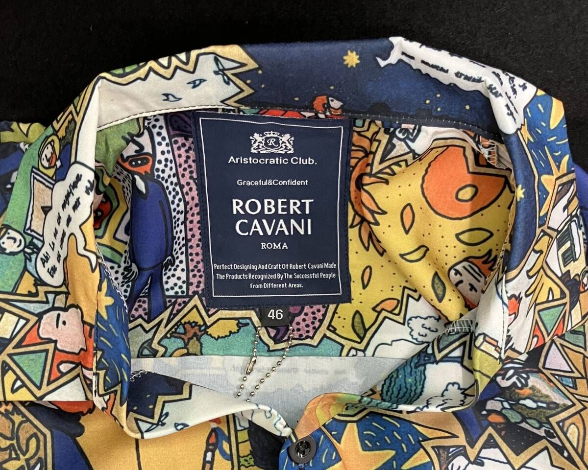 タグ付] ROBERT CAVANI ロベルトカバーニ 開襟 半袖 アロハシャツ 総柄 