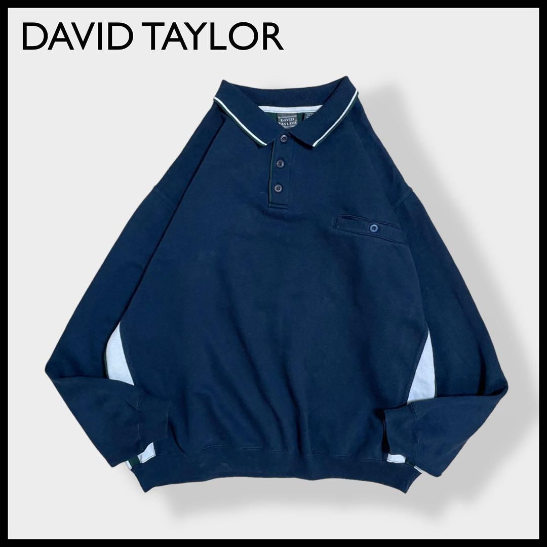 DAVID TAYLOR】ハーフボタン デザインスウェット プルオーバー 古着