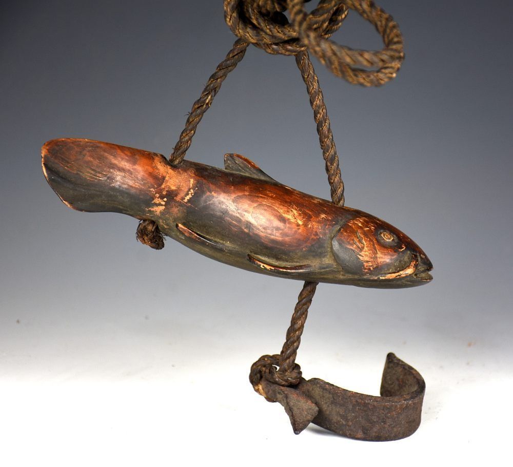 蔵C9389 古民藝 木彫 瓢箪と鯰の自在鉤 飛騨高山 江戸期末～明治期