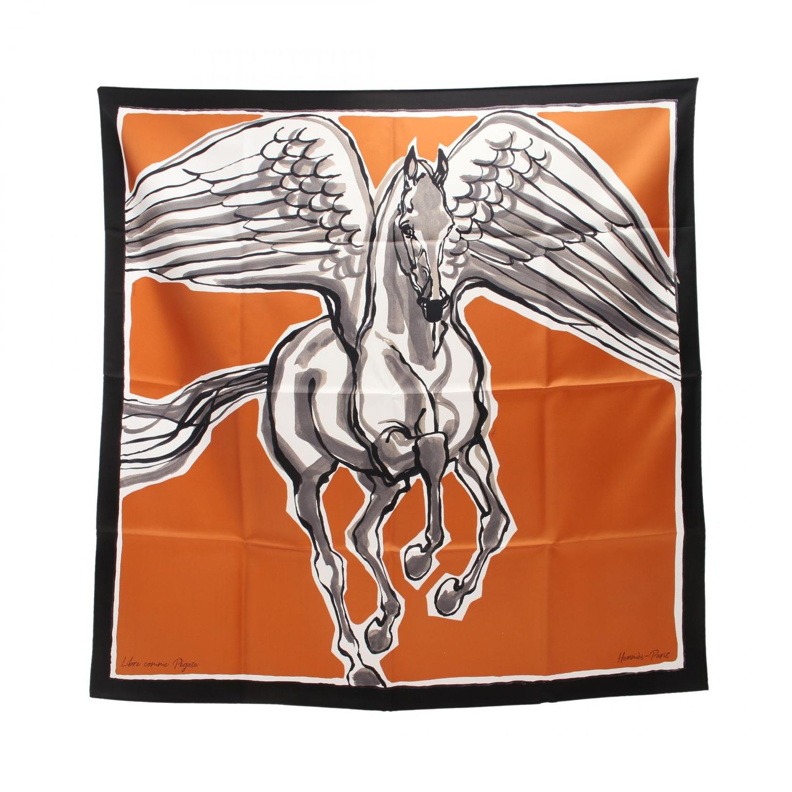 エルメス HERMES スカーフ カレ90 Libre Comme Pegase ノワール