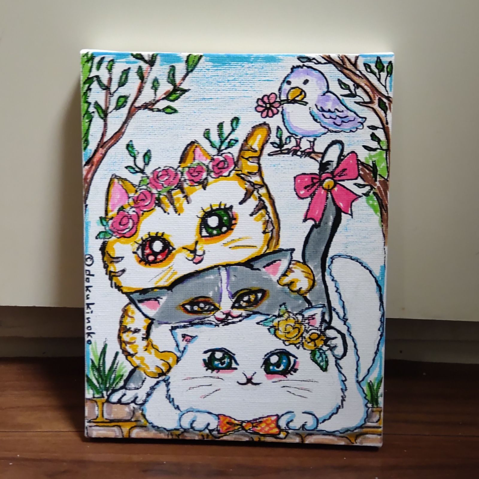 絵画 。手描き【のんびりと時間を過ごし、猫たちはロマンチックなデートをする】 絵画 。手描き【のんびりと時間を過ごし、猫たちはロマンチック