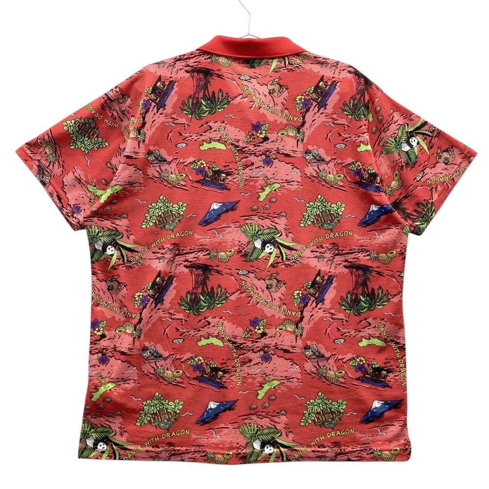 サイズ 4 DANCE WITH DRAGON ダンスウィズドラゴン 半袖ポロシャツ 総柄 レッド系 240101534492 ゴルフウェア メンズ ストスト