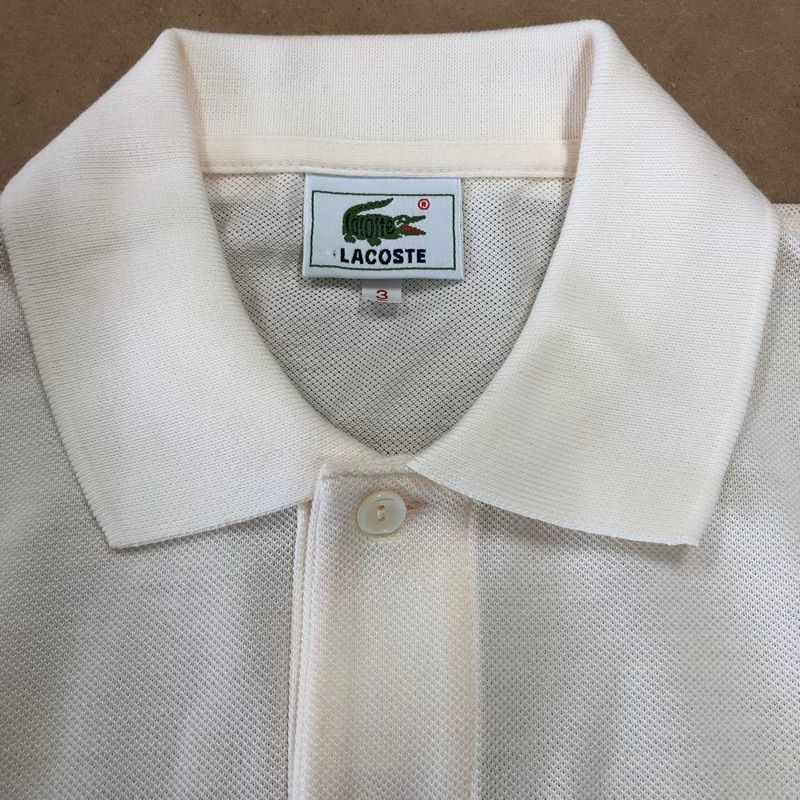 LACOSTE 半袖ポロシャツ アイボリー サイズ34 ラコステ LACOSTE ポロシャツ 半袖 ワンポイント コットン100