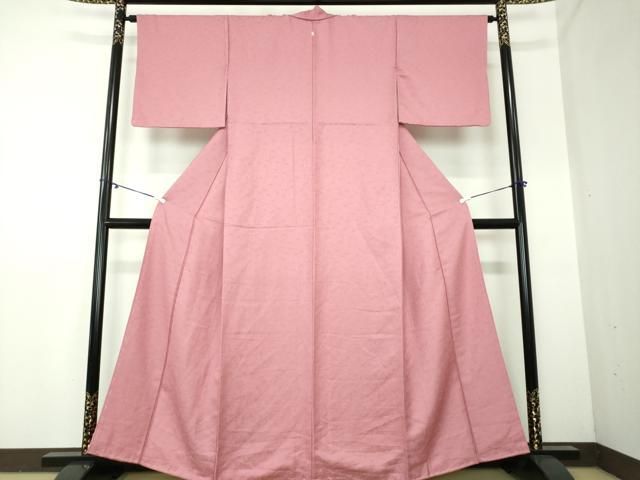 平和屋着物 上質な色無地 草花地紋 長春色 正絹 DAAX4989ps