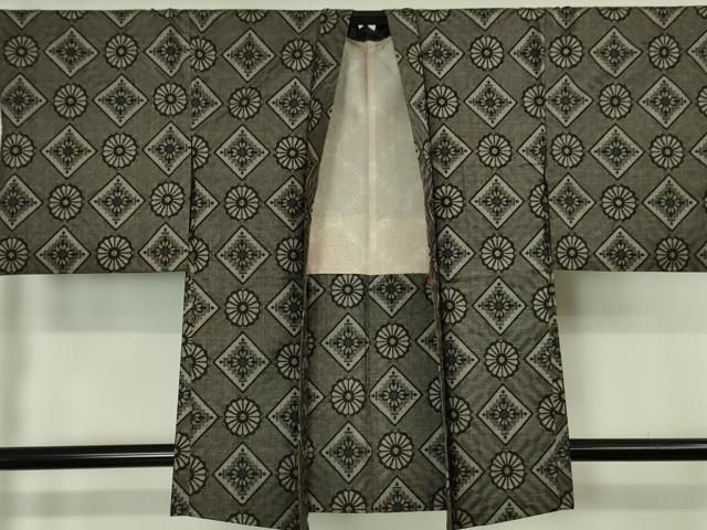 平和屋着物○男性 紬 アンサンブル 長羽織 100亀甲 総詰め 正絹 逸品  