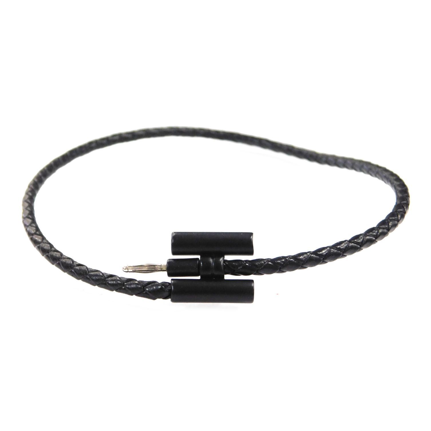 エルメス レザーブレスレット トゥルニ トレッセ 黒ソーブラック