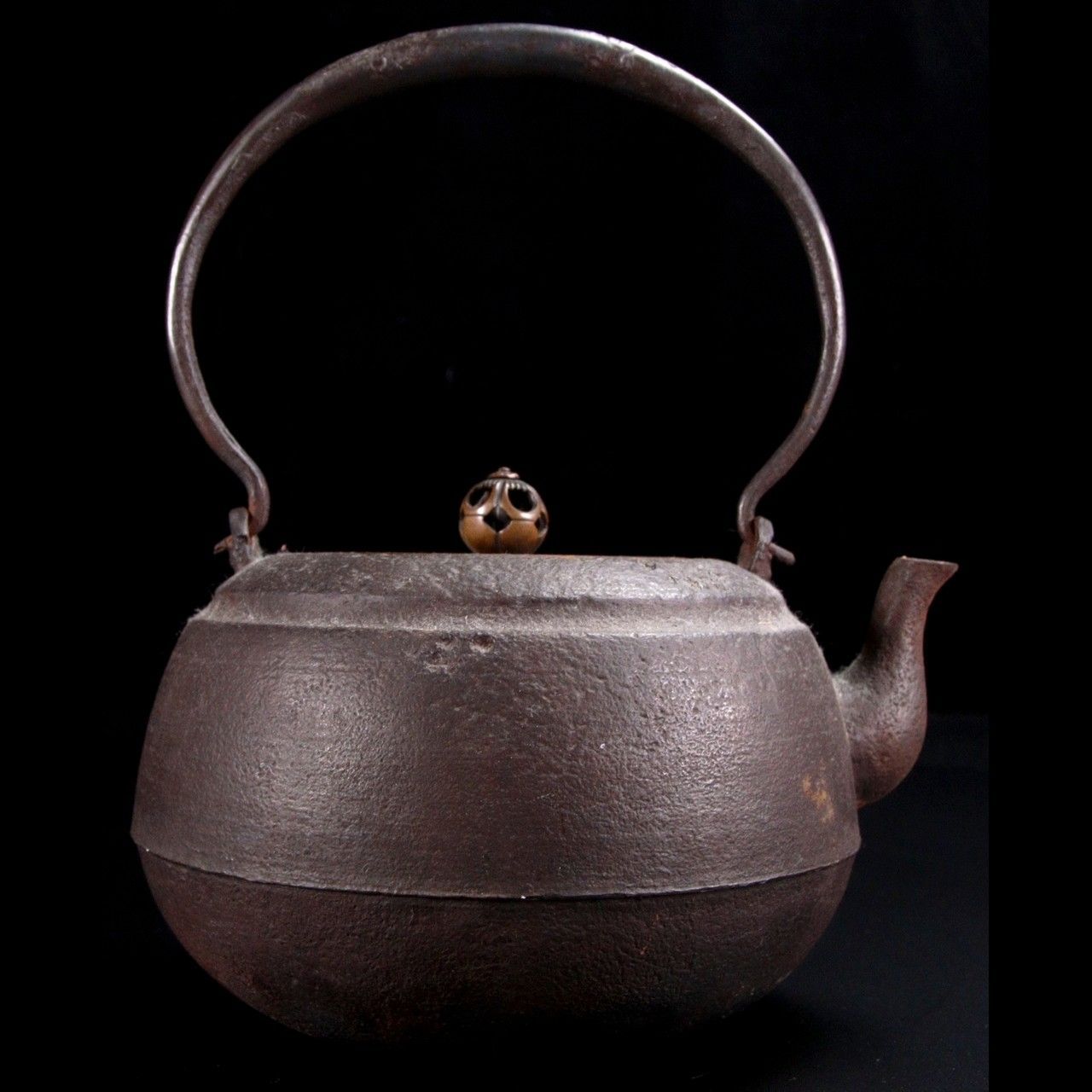 時代 銅蓋透摘鉄瓶 21.5cm 煎茶道具 唐物骨董 楾 R189-PO