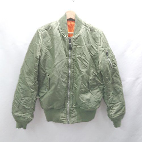 ⊇ ALPHA INDUSTRIES 長袖 MA-1 サイズM カーキ系 レディース メンズ E 1502180047947