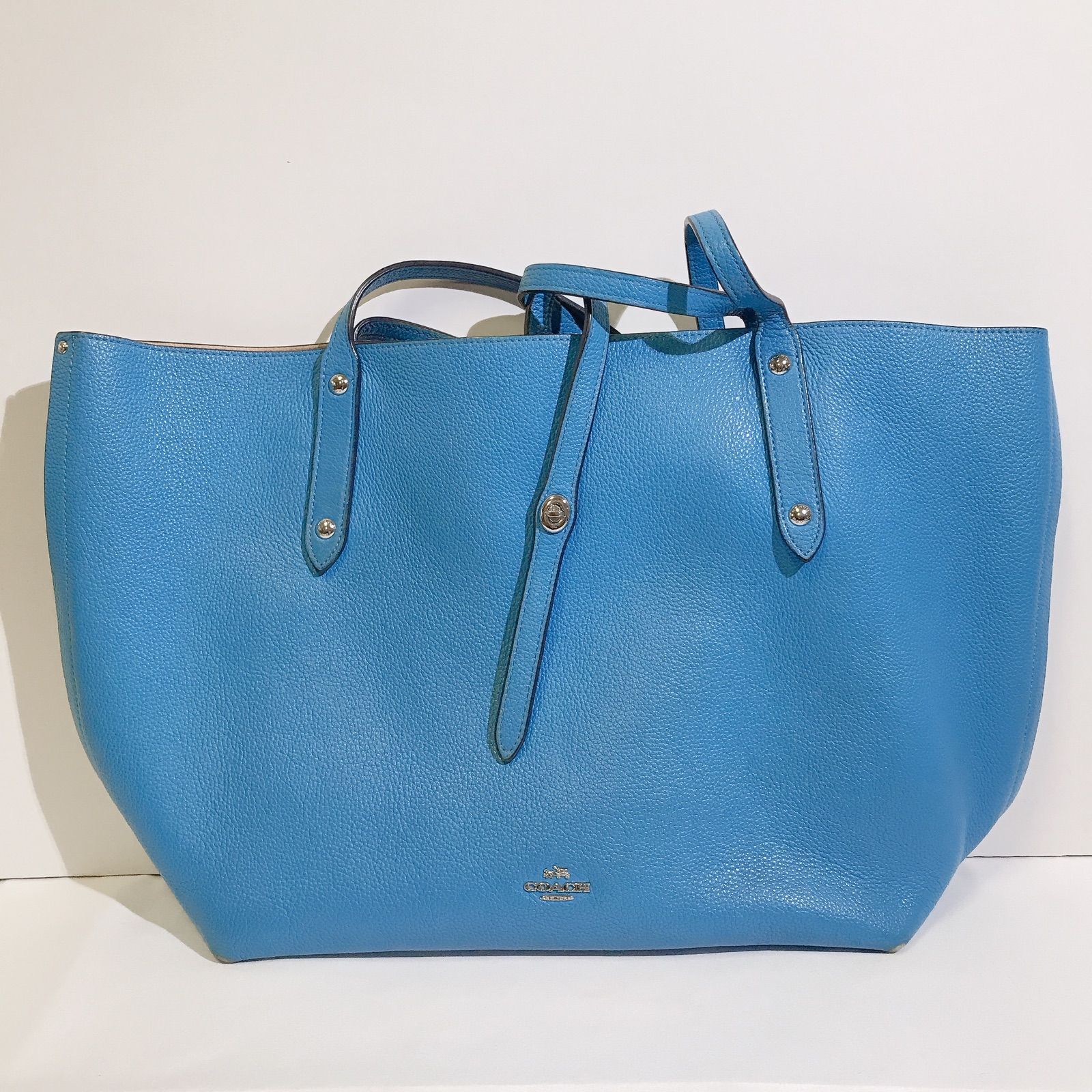 COACH コーチ ターコイズ レザートートバッグ COACH コーチ バッグ トートバッグ ターコイズブルー レザー