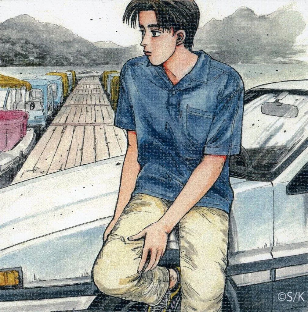 しげの秀一原画展　キャンバスボード　頭文字D 藤原拓海 中古】キャンバスボード・キャンバスアート 藤原拓海＆AE86(ホワイト