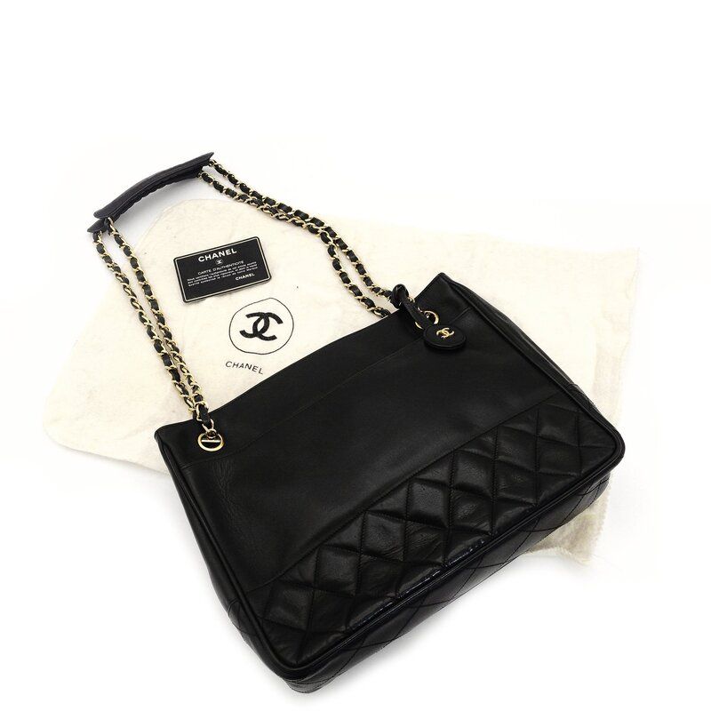 シャネル CHANEL マトラッセ チェーン ショルダーバッグ ブラック ラムスキン 黒 ゴールド金具 7-9-599 DECORATOM_COM_BR