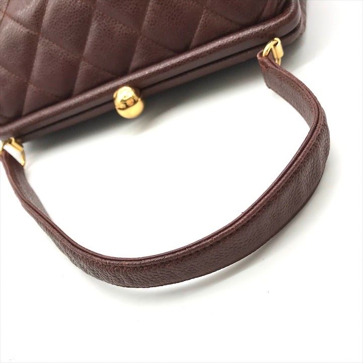 良品 CHANEL シャネル ココマーク マトラッセ キャビアスキン がま口  