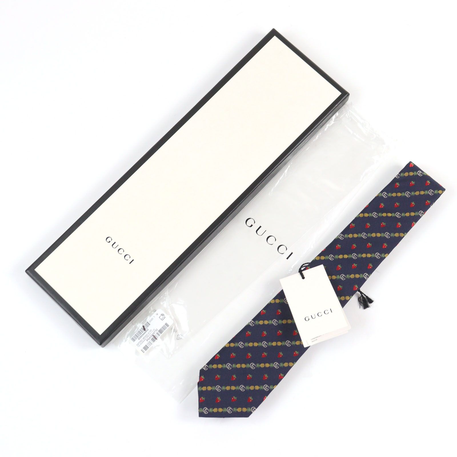 未使用品○GUCCI グッチ 20SS 597093 シルク100% GGロゴ ビー刺繍