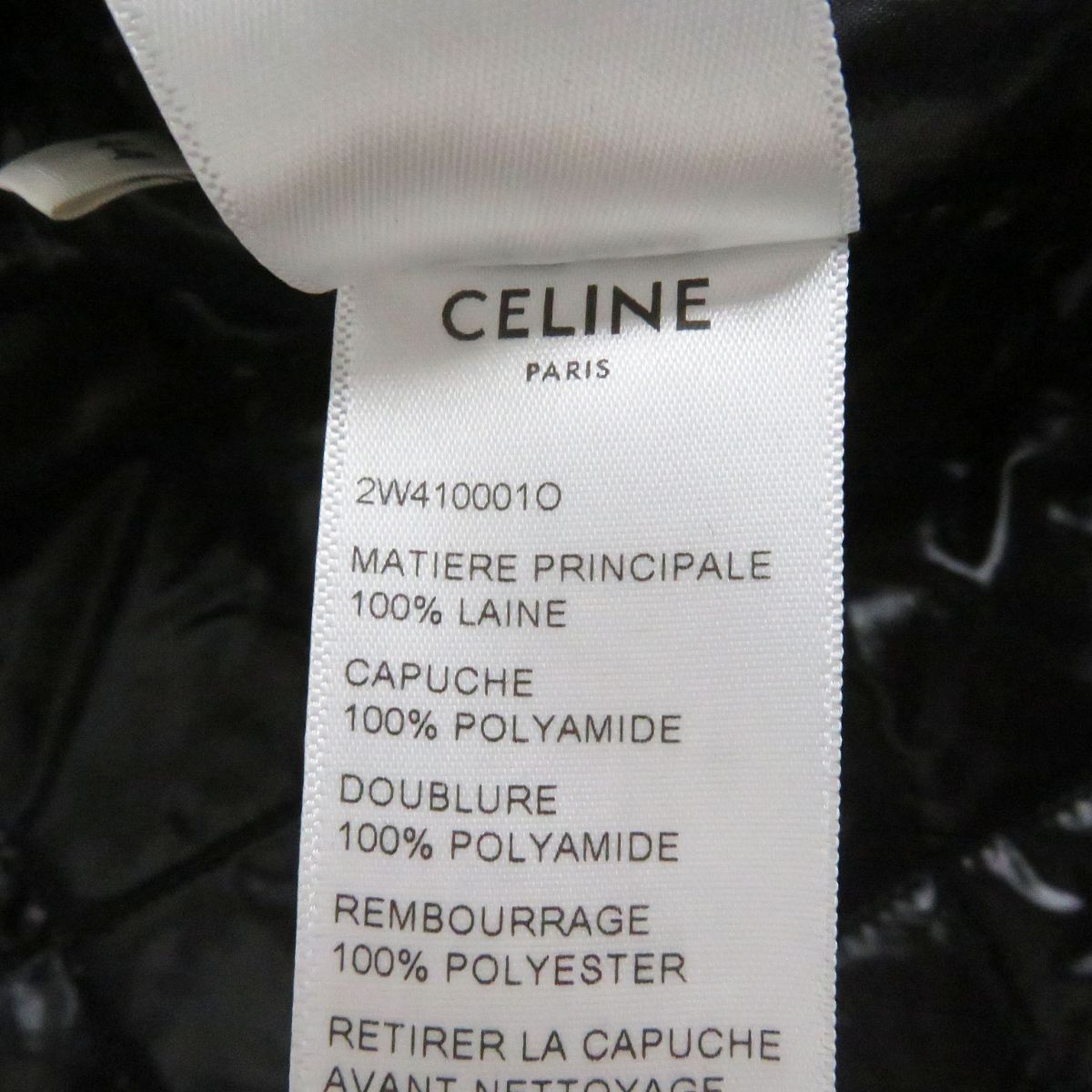 美品□21AW CELINE/セリーヌ 2W4100010 チェック柄 フードロゴプリント 中綿入り フランネルシャツ ブルゾンジャケット 白×黒  44 正規品