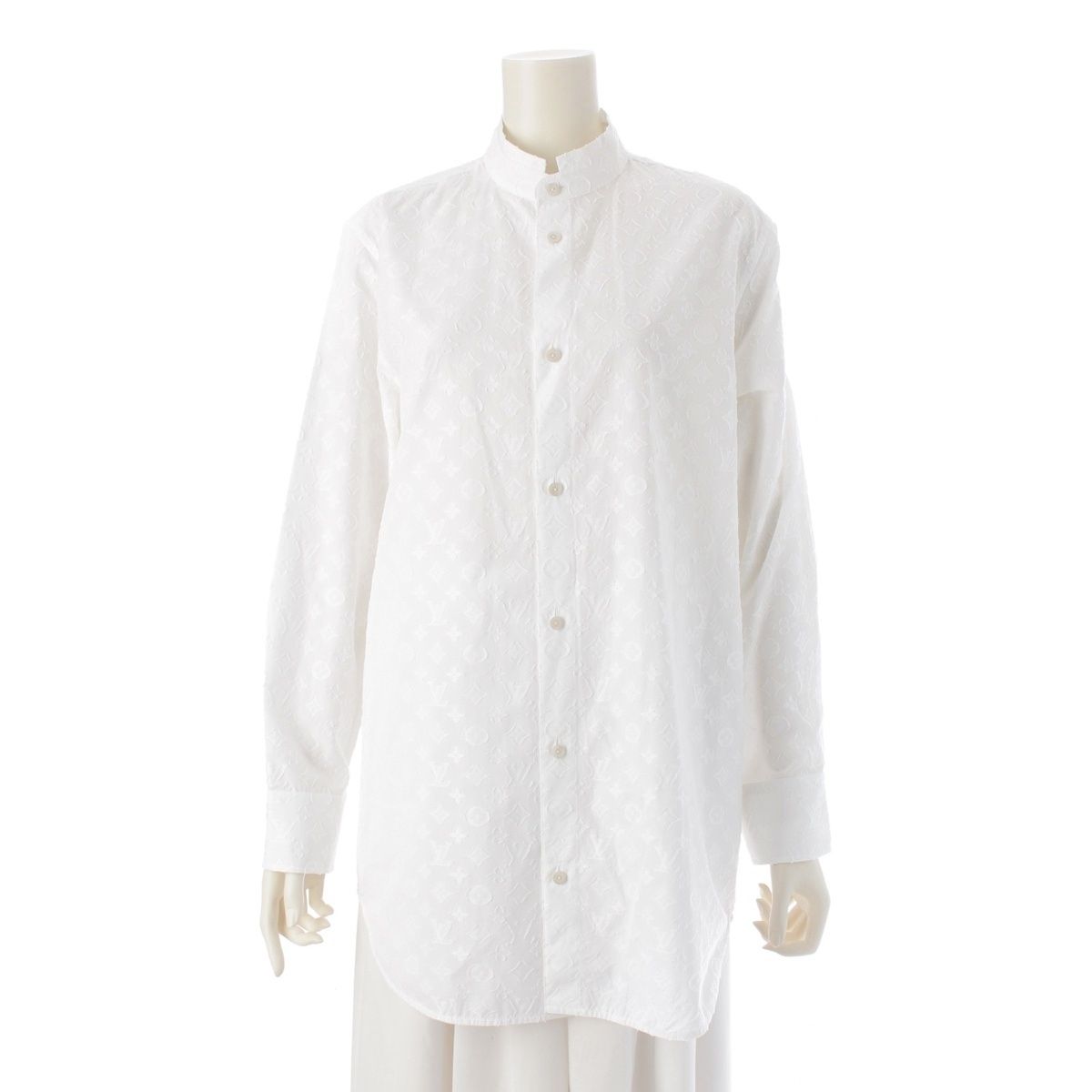 ルイヴィトン 24AW コットン ジャガード ロング 長袖シャツ ブラウス RM242WW AQV FRTP11 ホワイト 34
