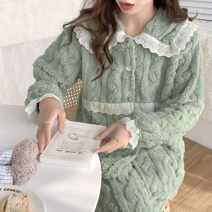 パジャマ セットアップ レディース ルームウェア 女性用 上下セット もこもこ あったか 可愛い ホームウエア 部屋着 室内着 長袖パジャマ 大人 防寒 保温 秋 冬 jiabao62