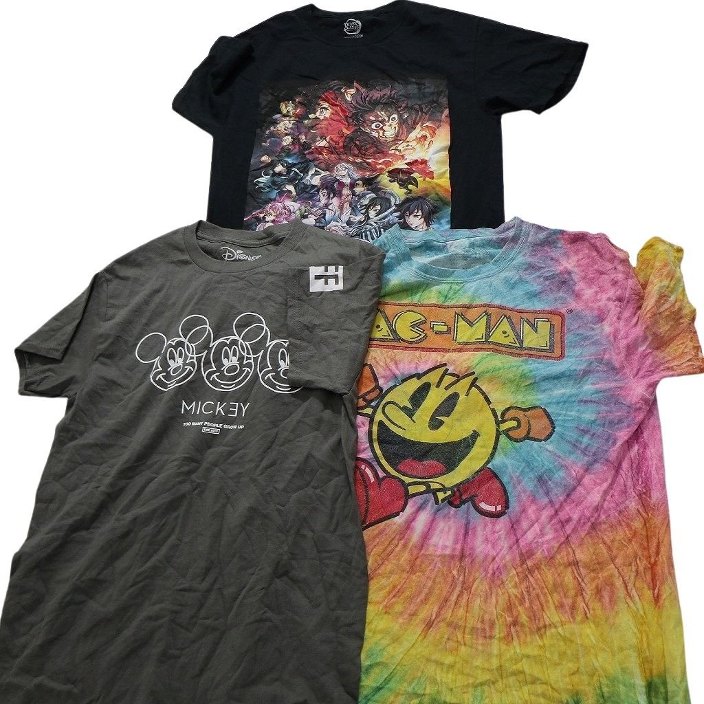 古着卸 キャラクター 半袖Tシャツ セット メンズ S ナルト ディズニー タイダイ柄 鬼滅の刃 グレムリン 古着 NC 3879