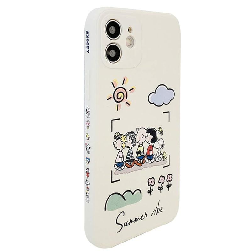 新品　スヌーピー iPhone13 用 ケース スマホケース iphone13 用ケース アイフォン13 用 シリコンカバー レンズ保護 ワイヤレス充電対応 指紋防止【全機種対応】6.1インチ iPhone13用 白