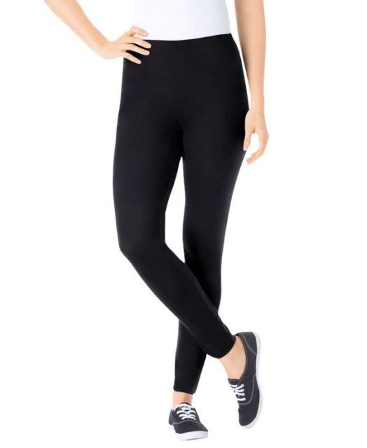 送料無料 ウーマン ウィズイン レディース レギンス ボトムス Plus Size Within Stretch-Cotton Knit Pull-On Leggings Black