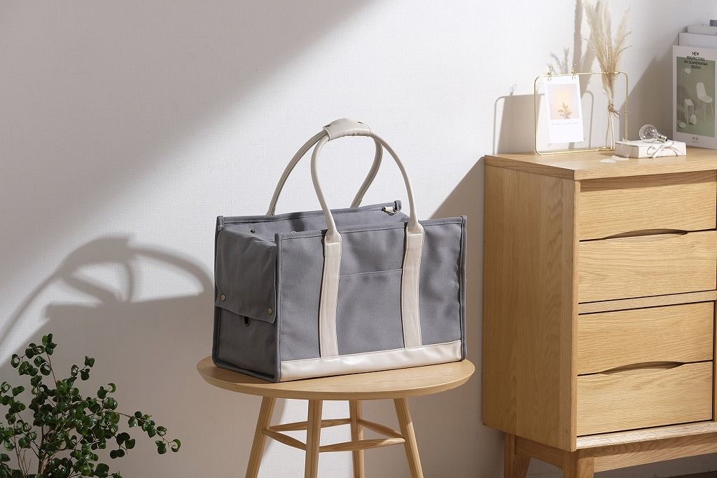 アイリスオーヤマ ペットキャリー トートキャリー 飛び出し防止リード Lサイズ グレー P-CT450 IRIS OHYAMA STEELWINDOWSANDDOORS_COM