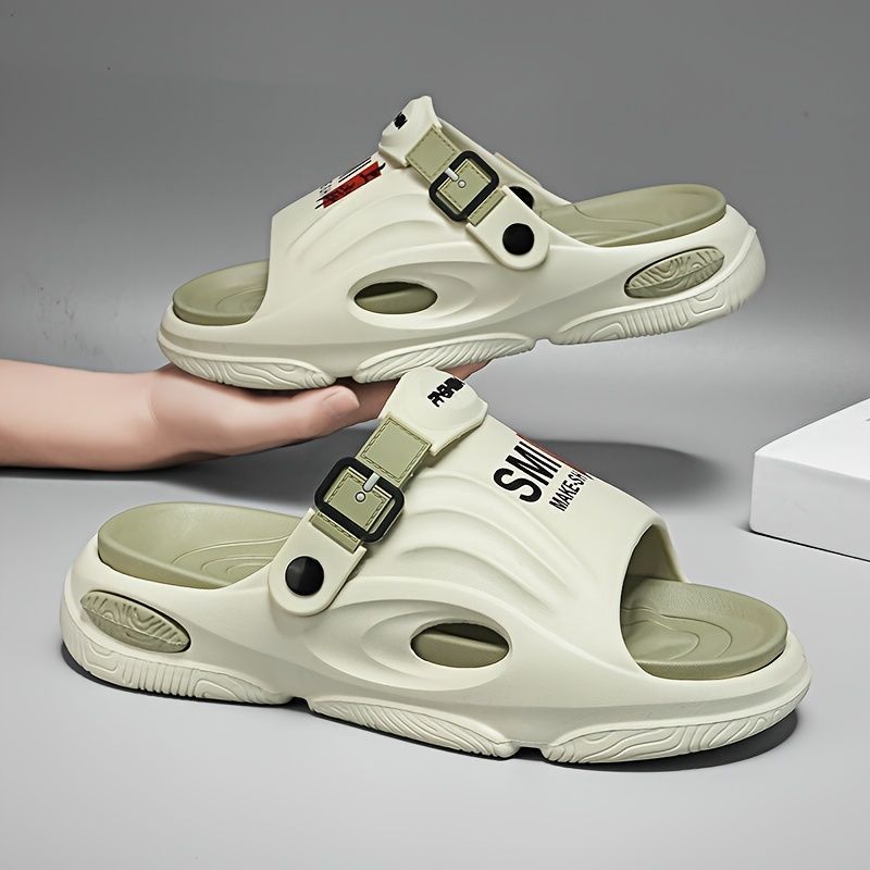 紳士のトレンディなストリートスタイルのチャンキーサンダル 快適なノンスリップカジュアル耐久性のあるソフトソールEVAスライド 紳士の