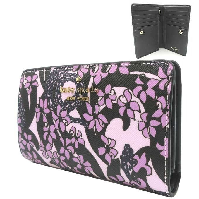 ケイトスペード KJ088 651 ピンク×マルチ 財布 二つ折り財布 kate spade NEW YORK スネーク ガーデン プリント ミディアム ウォレット アウトレット レディース