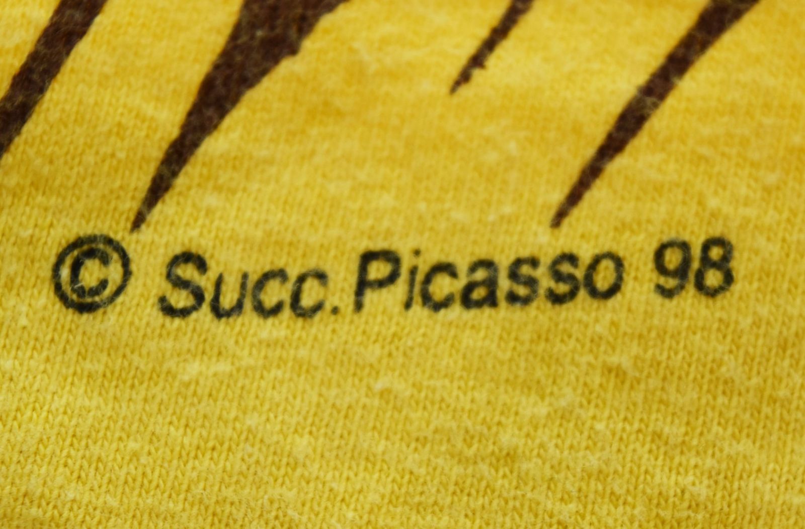 ヴィンテージ Vintage 90s pablo picasso Tshirt 90's パブロ ピカソ Tシャツ コピーライト98年 Tシャツ イエロー Lサイズ 103MT-2526