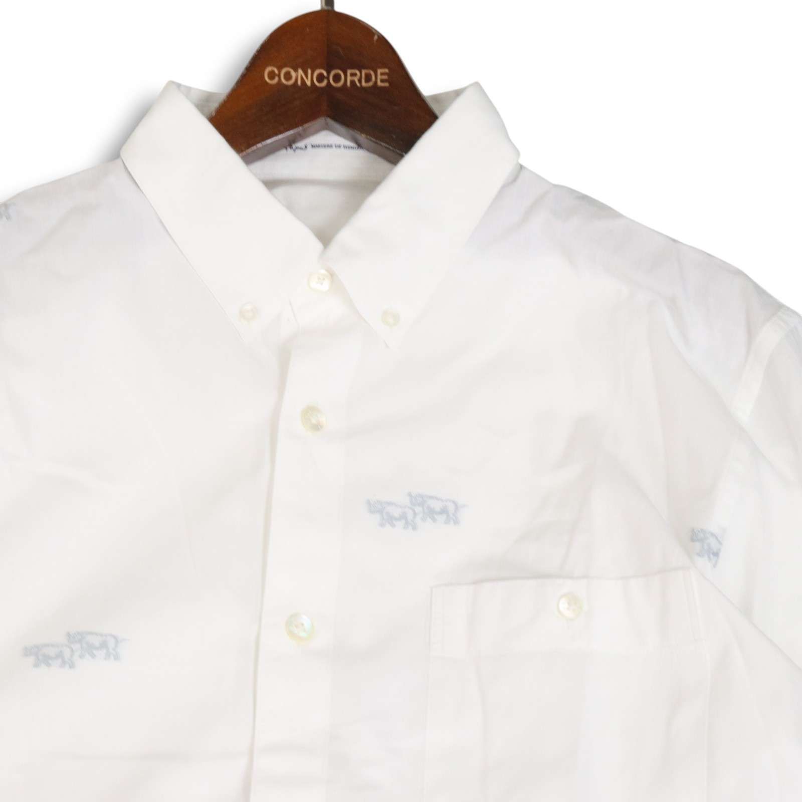 Papas パパス 通年 ロゴ&サイ 刺繍☆ 長袖 ボタンダウン シャツ Sz.M