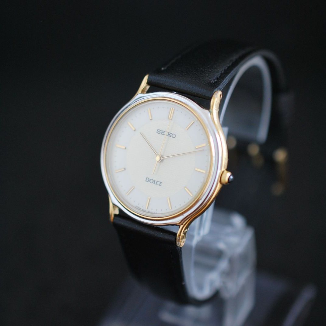  262 電池 VINTAGE SEIKO DOLCE GOLD セイコー ドルチェ ラウンド クォーツ メンズ 腕時計 腕時計(クォーツ) 腕時計(アナログ)