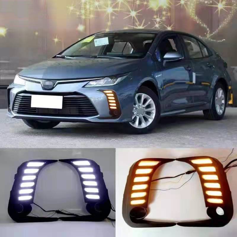 19-21年式カローラ 流れるウインカー搭載 LEDデイライト フォグランプ一体型 外装カスタムパーツ 高輝度流光仕様