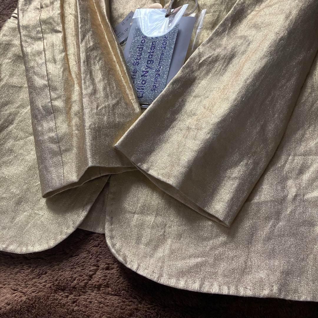 タグ付き 定価11万 アクネストゥディオス ゴールド リネンテーラードジャケット Acne Studios 32サイズ レディース WWW_MORNINGWALKER_COM