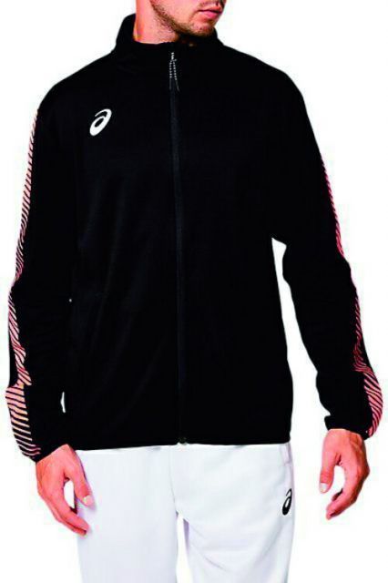 asics アシックス 88 TEAM TR JKT(LINE TAPE) PERFORMANCE BLACK/FLASH CORAL 140 2031A655 2 | スポーツ メンズ キッズ 子供 140 ブラック 黒 服 衣料品ジャケット ジャージ ライ