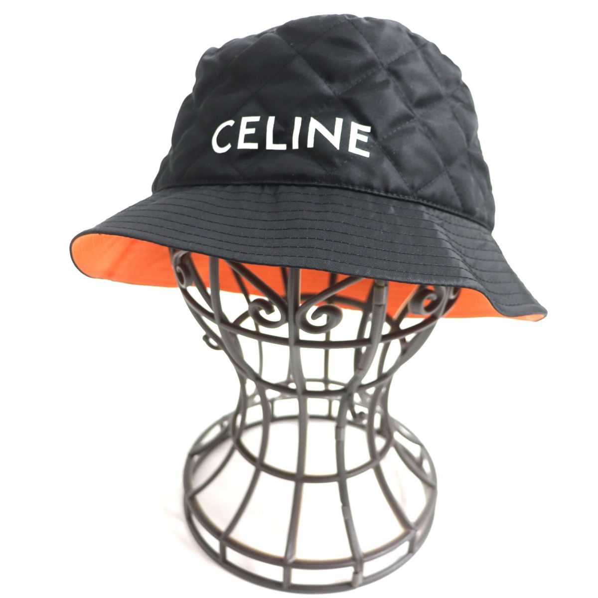 セリーヌ CELINE バケットハット 帽子 ブラック×オレンジ