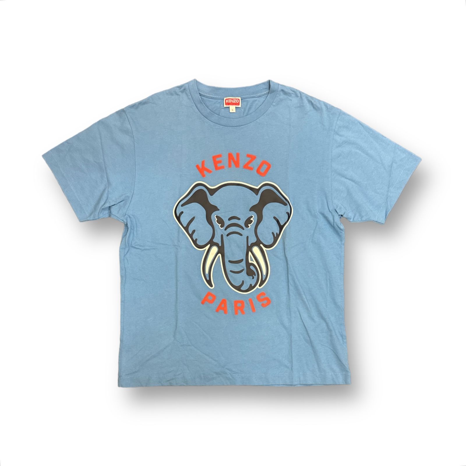 2024AW大人も着れるKENZOエレファントプリントTシャツBL (C-14Y) KENZO Elephant-print cotton T-shirt エレファントコットン