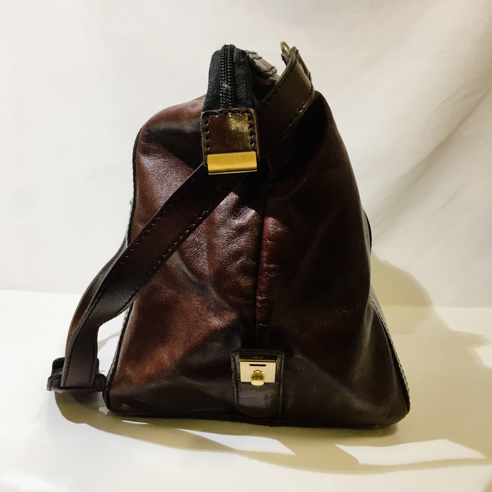ゴールドファイルGOLD PFEILレザーボストンショルダーハンドバッグ黒 GOLD PFEIL - 美品 ゴールドファイル 80年代ヴィンテージ