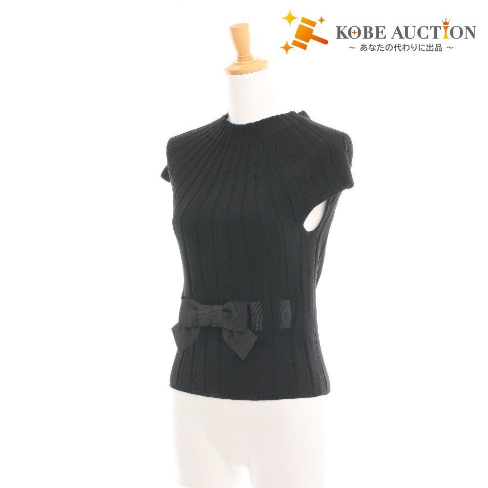 エムズグレイシー ニット 半袖 GL-018343 トップス リボン フレンチスリーブ レディース 40 L相当 ブラック
