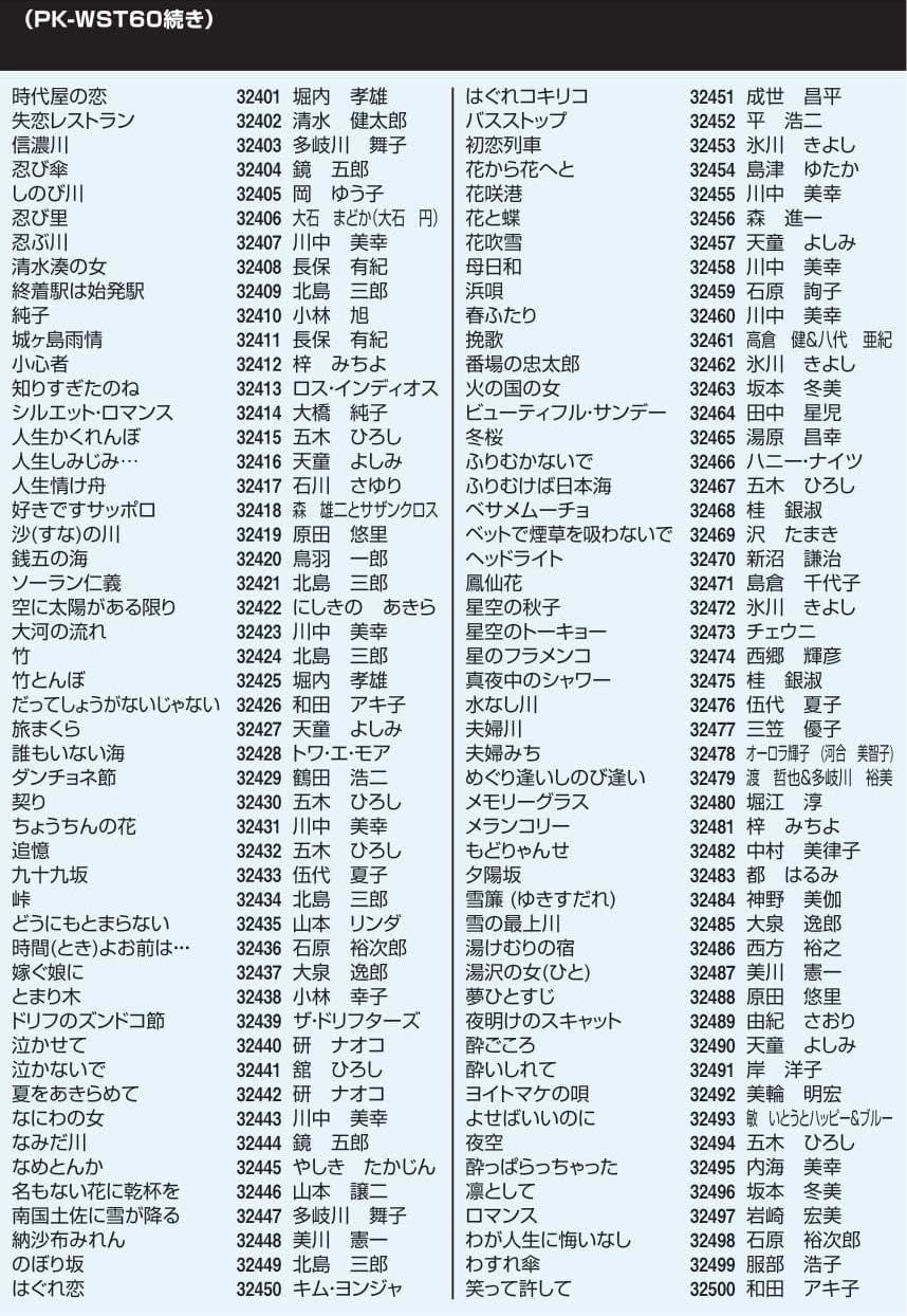 【お取り寄せ1～2日】オン・ステージ  家庭用パーソナルカラオケ ON STAGE専用追加曲チップ WST60 演歌・歌謡曲 定番曲200曲入り（対応機種：PK-WA100/PK-WT01/PK-WA05/PK-WT120）令和に歌い継ぎたい昭和平成の名曲