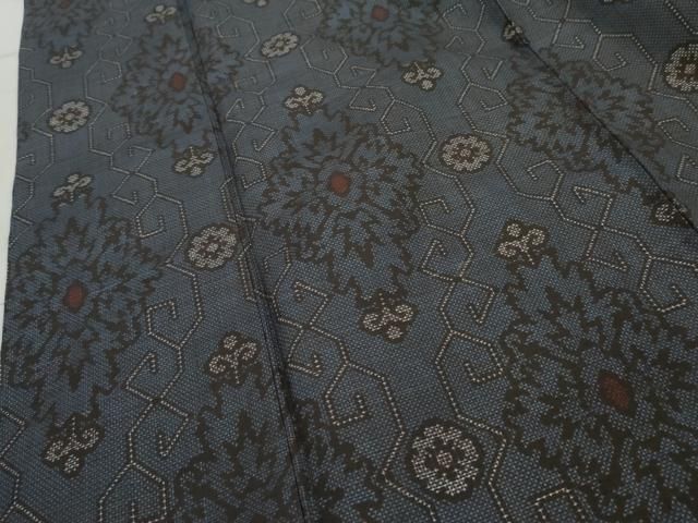 平和屋着物○本場大島紬 白大島 総絣 一元7マルキ 雲重ね花