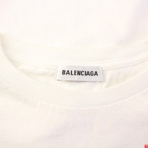  バレンシアガ Tシャツ カットソー 半袖 ロゴ XS 白 583217 KH 半袖(Tシャツ) Tシャツ カットソー